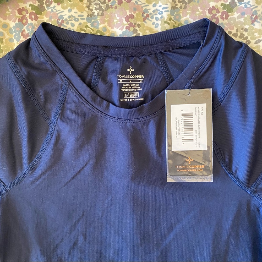TOMMIE COPPER WOMEN’S PRO-GRADE SHORT SLEEVE SHOULDER SUPPORT SHIRT SZ M NAVY - Picture 16 of 16